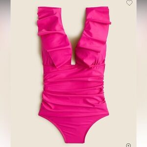 NWT J.Crew Ruched Ruffle One-Piece Swimsuit